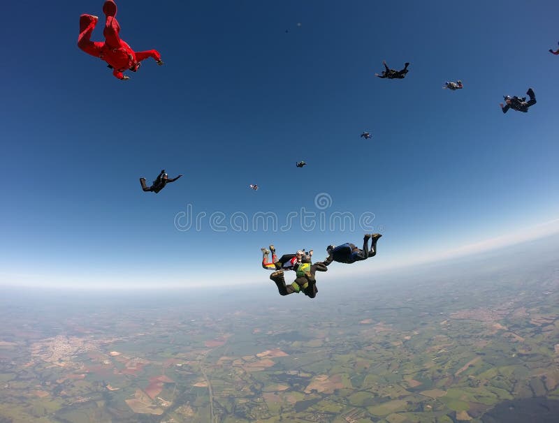 Skydiving group formation royalty free stock photo Skydiving group formation royalty free stock photo