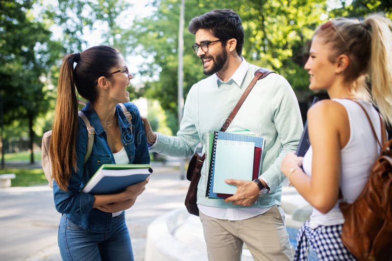 Group of Friends Studying Together at University Campus Stock Image ...