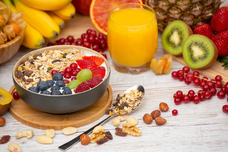 Group Fruits Breakfast Mixed Vegetables with Salad Bowl, Nuts Bowl ...