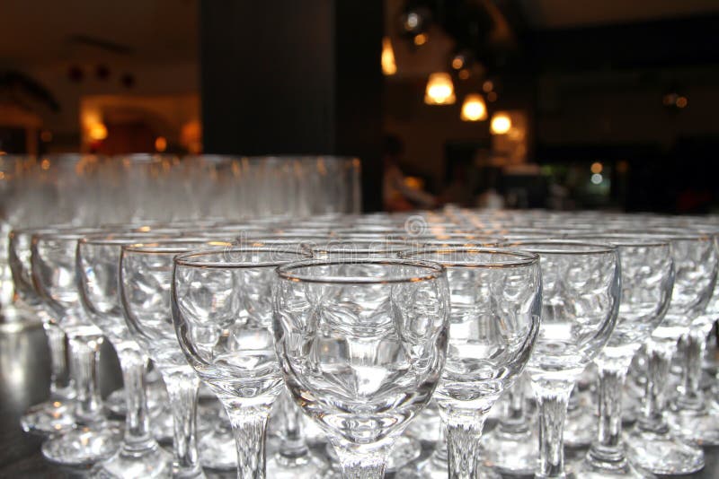 Group glass cups restaurant macro stock images