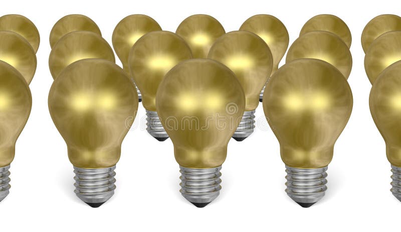 Group of golden light bulbs