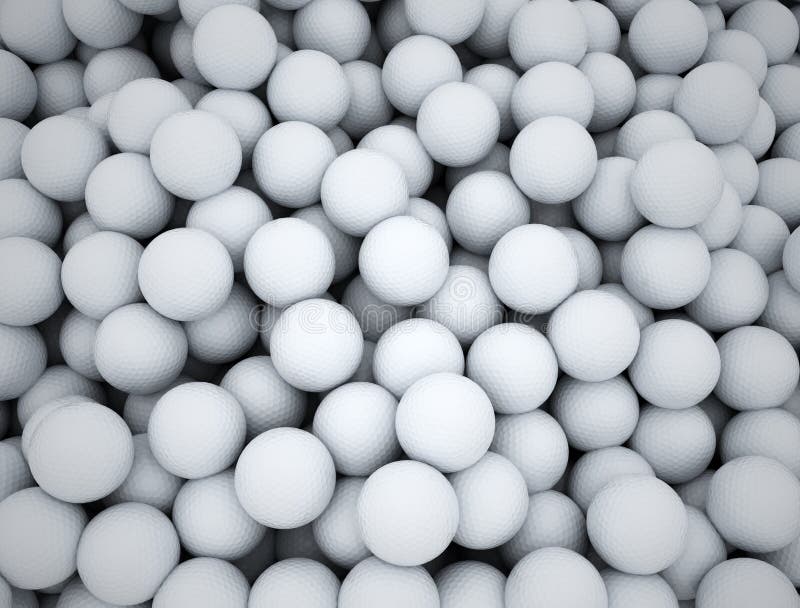 Group of Golf Balls in a Big Pile Close Up Stock Illustration