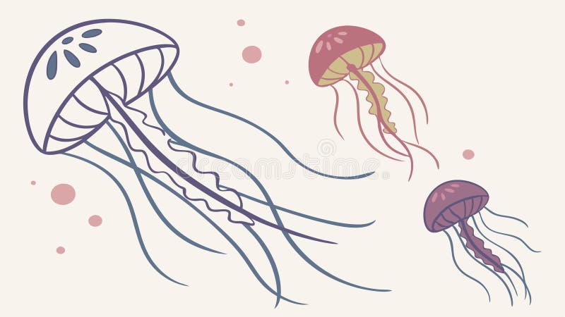 Group of Graceful Jellyfish in the Ocean, vector design Generative AI royalty free illustration