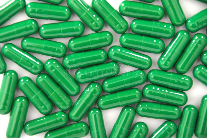 Group of Capsule Pills with Green Color Stock Photo Image of group