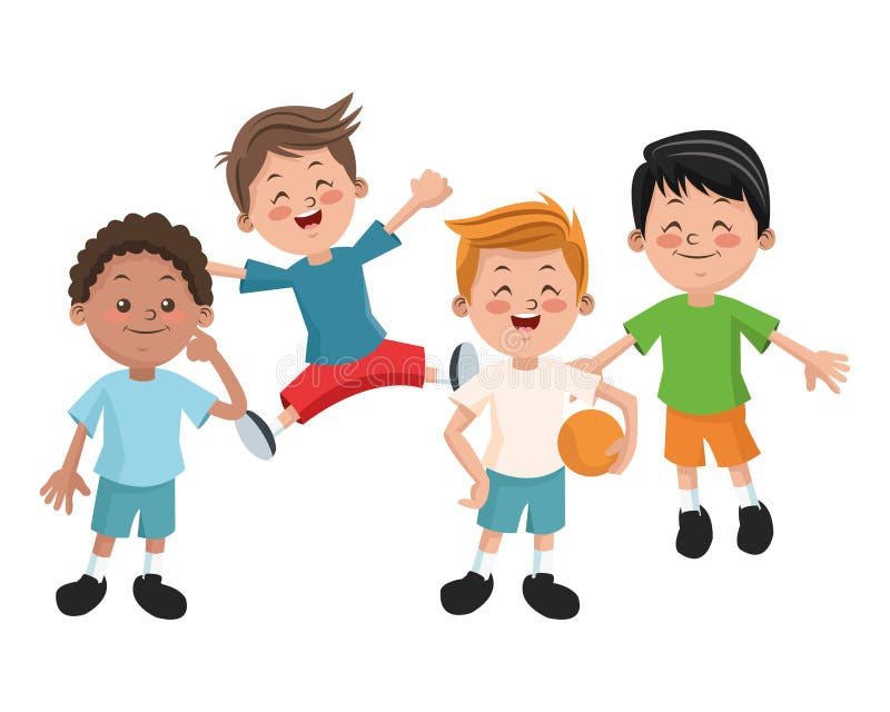 Group of Happy Boys Cartoon Kids Stock Vector - Illustration of young,  child: 110239403