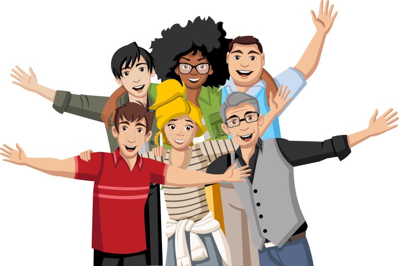 Group of Happy Cartoon Young People. Stock Vector - Illustration of teen, vector: 161462949 Group of Happy Cartoon Young People. Stock Vector - Illustration of teen, vector: 161462949