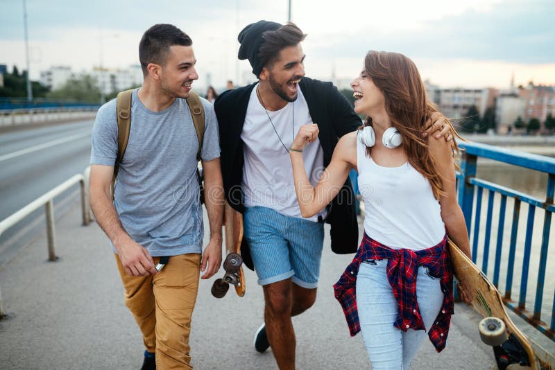 Group of Happy Friends Hang Out Together Stock Photo - Image of smile ...