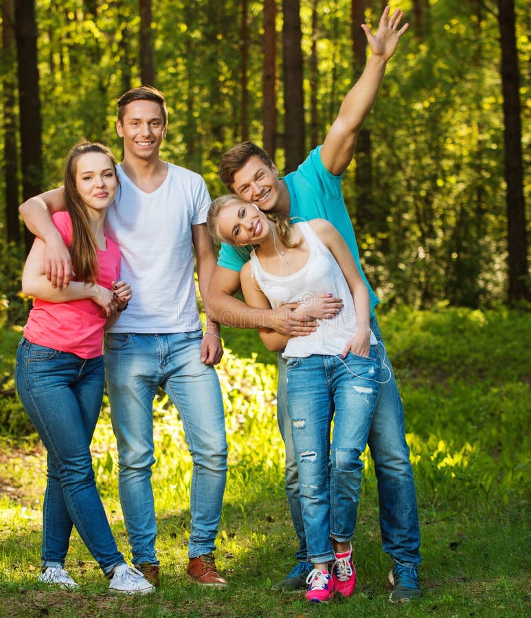Group of Happy Friends Outdoors Stock Image Image of boyfriend