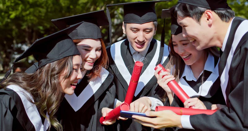 Group happy graduate students royalty free stock photography