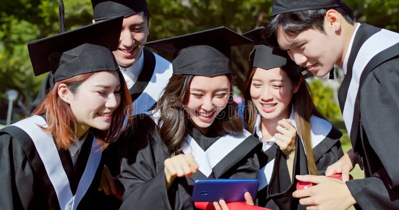 Group happy graduate students stock image