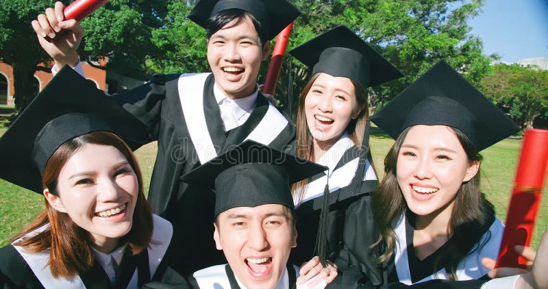 Group happy graduates students stock image