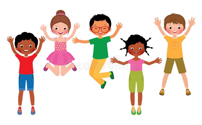 Group of Happy Jumping Children Isolated on White Background Stock Vector -  Illustration of joyful, jump: 54481498