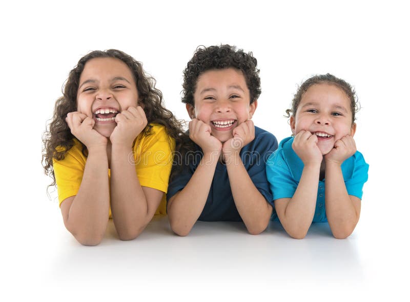 Group of Happy Kids Laughing. A Group of Happy Kids Laughing Isolated on White Background royalty free stock photo