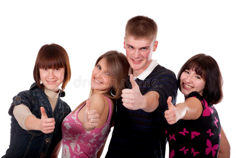 Group of happy teens showing OK royalty free stock image Group of happy teens showing OK royalty free stock image