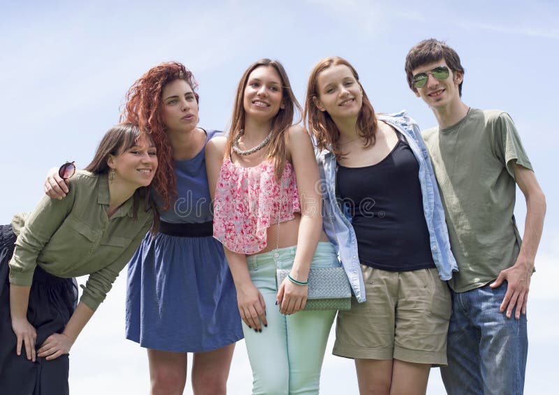 Group of happy young college students having fun royalty free stock photos Group of happy young college students having fun royalty free stock photos