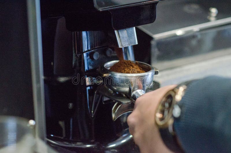 Group head coffee machine stock photo. Image of cookies 88899292