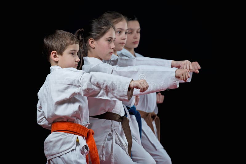 Group Kids Karate Martial Arts Stock Photo Image of hand, action