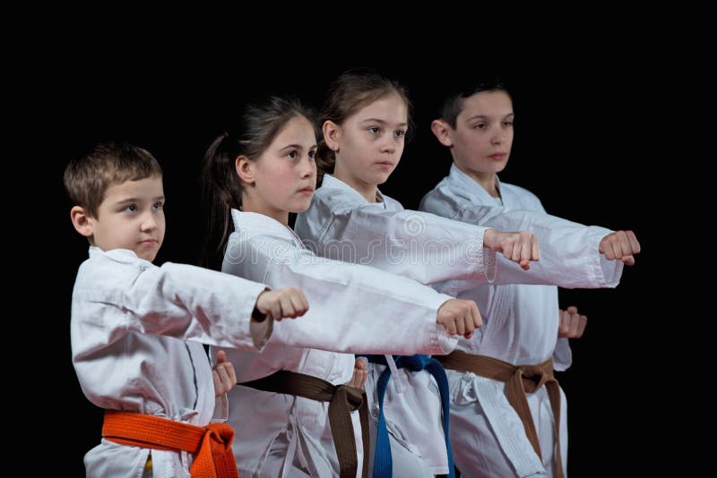 Group Kids Karate Martial Arts Stock Photo Image of hand, action 118630270