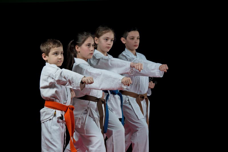 Group Kids Karate Martial Arts Stock Photo Image of hand, action 118630270