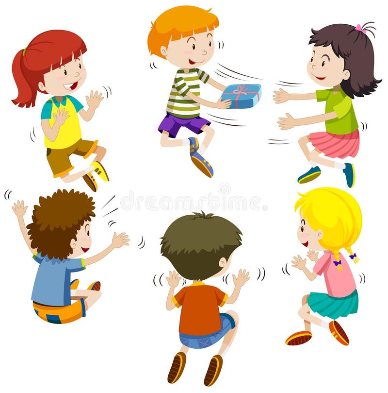 Group of Kids Passing Present Box Stock Vector - Illustration of game ...