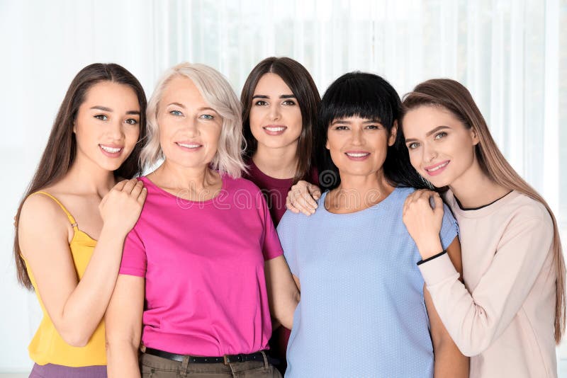Group of ladies near window. Women power concept royalty free stock photography Group of ladies near window. Women power concept royalty free stock photography