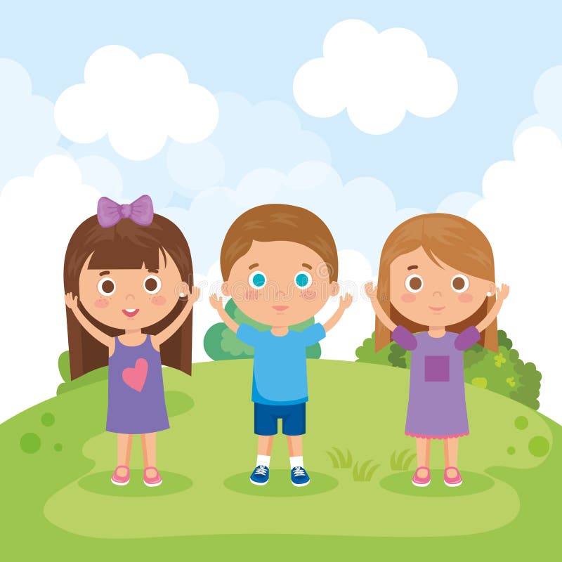 Group of Little Kids in the Park Characters Stock Vector - Illustration ...