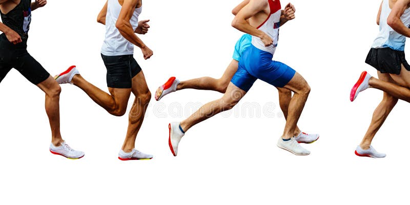 Group Male Runners Running Middle Distance Race Side View Stock Image Image Of Caucasian