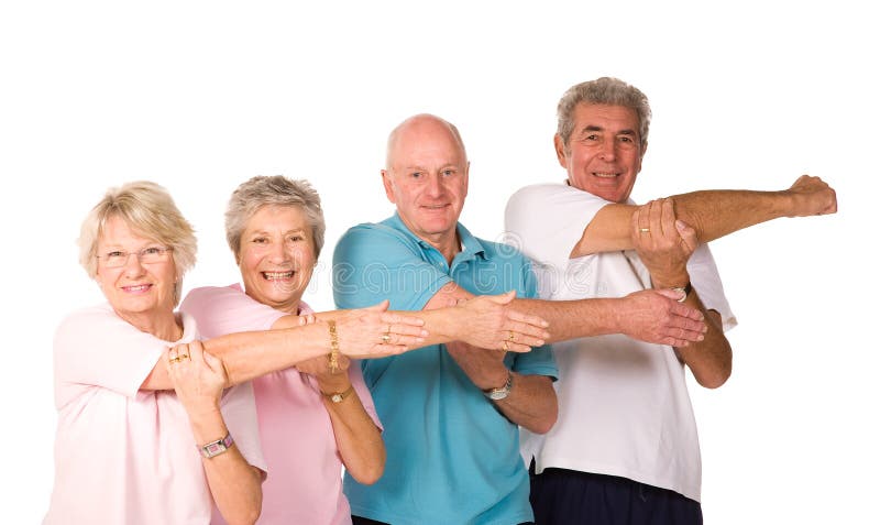 Group of mature older people stretching and warming up before exercise. Group of mature older people stretching and warming up before exercise