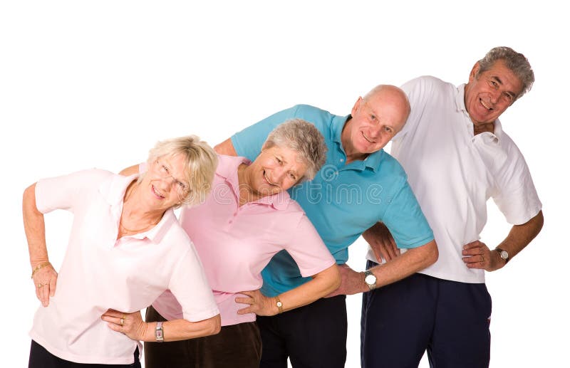 Group of mature older people stretching and warming up before exercise. Group of mature older people stretching and warming up before exercise