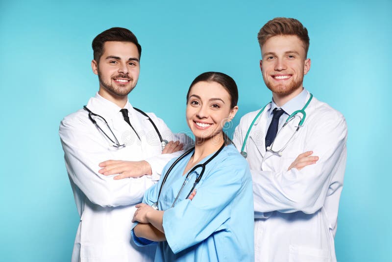 Group Of Medical Doctors On Color Background Stock Image Image of