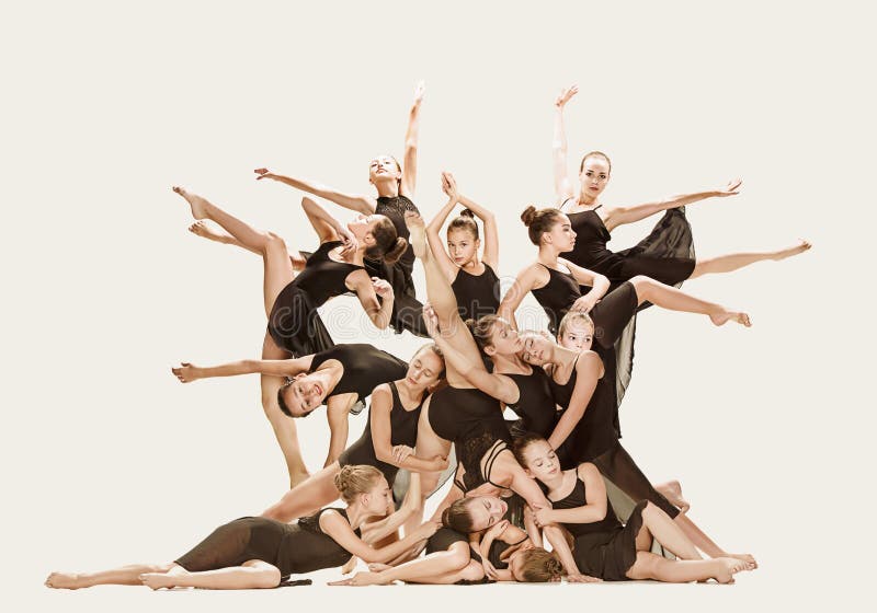 The Group of Modern Ballet Dancers Stock Photo Image of dance, flexibility 135305018