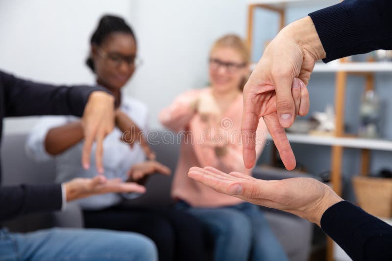 Deaf People Learning Sign Language royalty free stock images