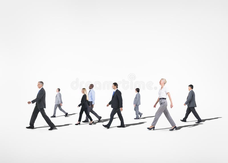 Group Multi-Ethnical Business People Walking Concept stock photo