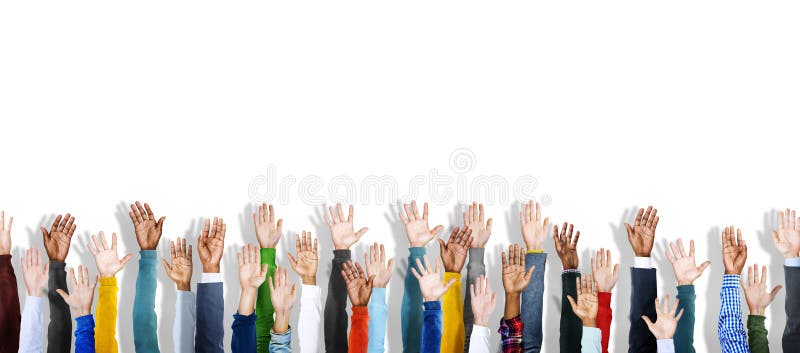 Group of Multiethnic Diverse Hands Raised