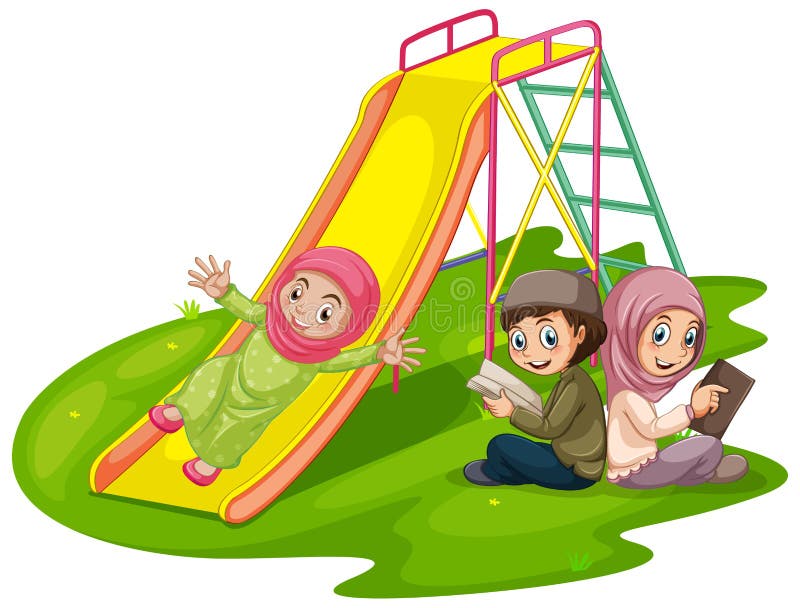 Group of muslim kids at playground