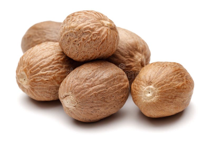 Group of Nutmeg on White Background Stock Image Image of macro, herb