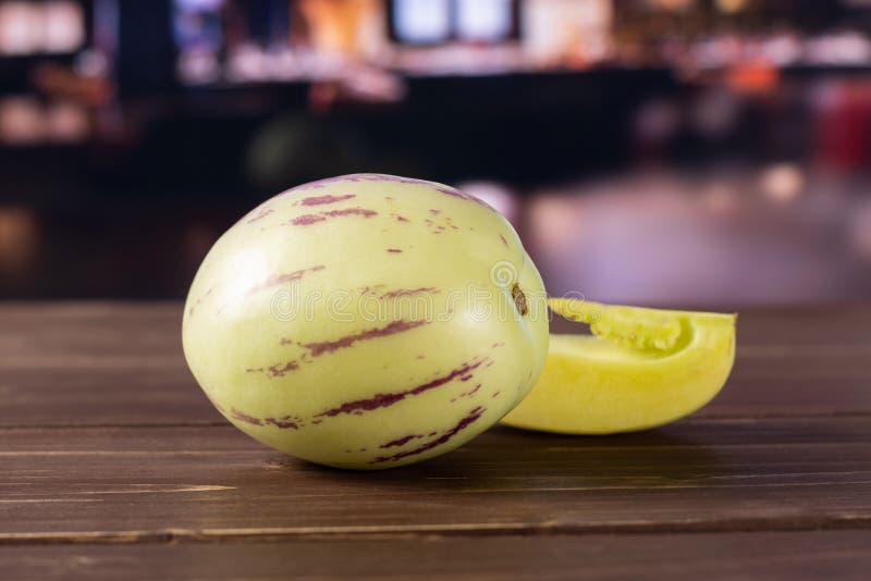 Fresh Striped Pepino Melon with Restaurant Stock Image Image of vegetable, cucumber 133376791