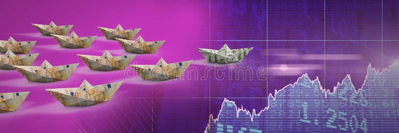 Group of Paper boats on economic statistic charts vector illustration Group of Paper boats on economic statistic charts vector illustration