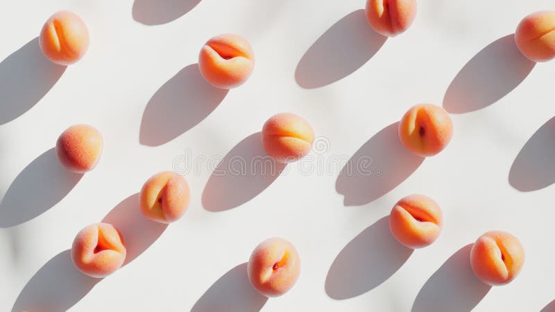 A group of peachs sitting on top of a white surface royalty free illustration