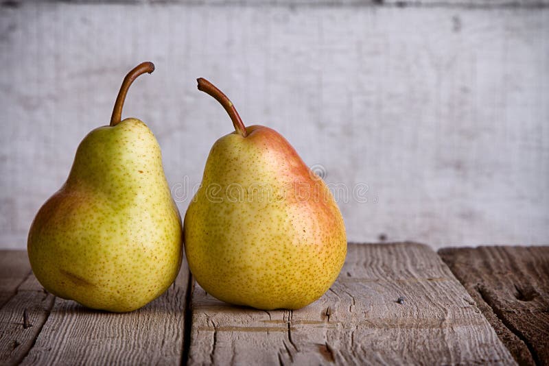 Group of pears on wood royalty free stock photography