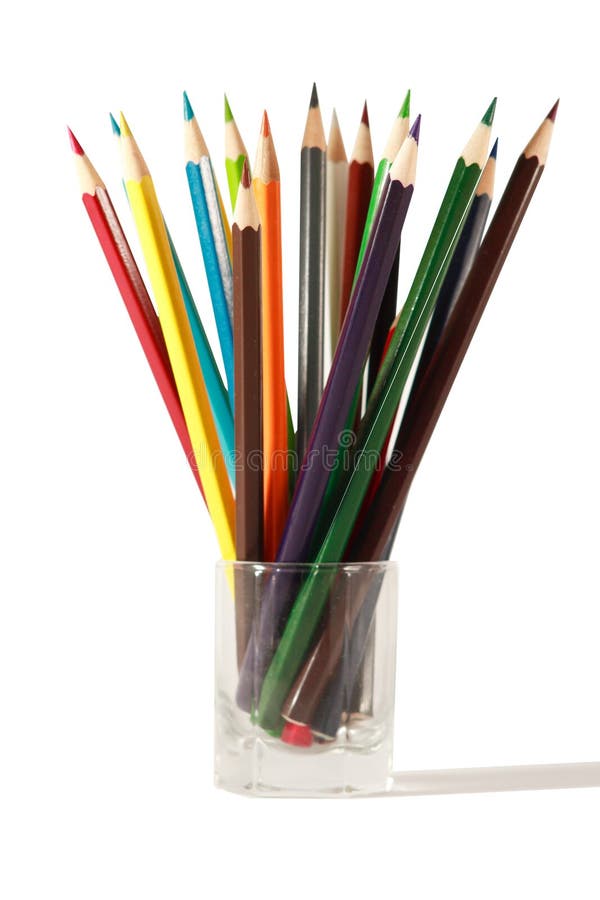 Group pencils isolated on the white