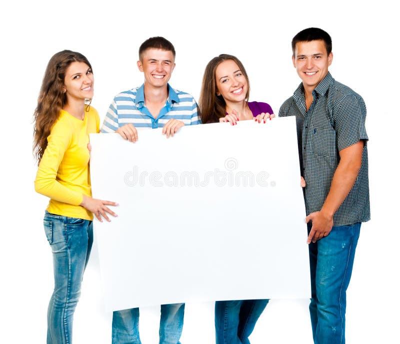 Group of Business People with a Blank Banner Stock Photo - Image of ...