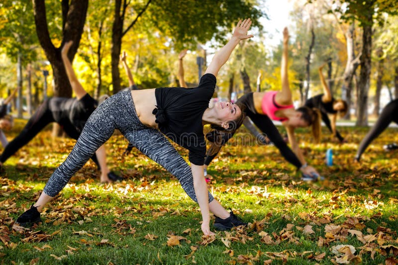 Group of People Doing Outdoor Workout Stock Image Image of personal