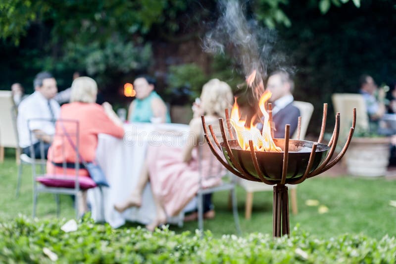 Group of people enjoying a garden party