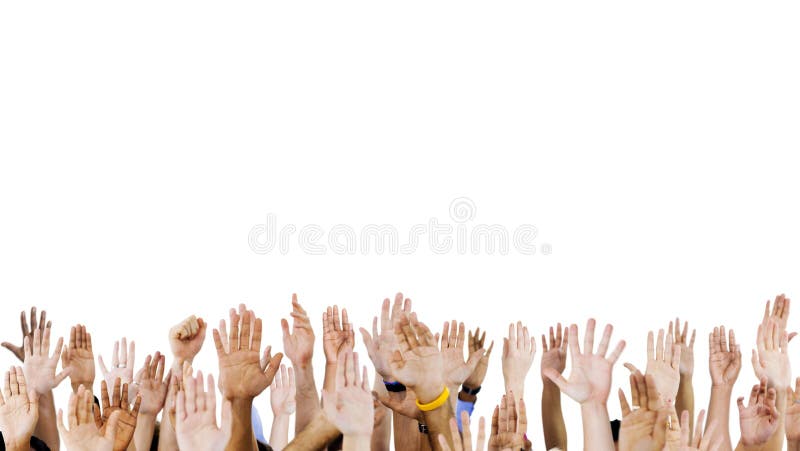 Group of People Hands Raised Stock Image - Image of togetherness, large