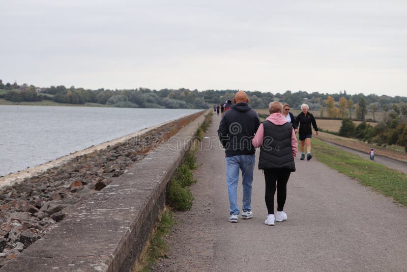 Leisure walk and cycling along a path . royalty free stock photography Leisure walk and cycling along a path . royalty free stock photography