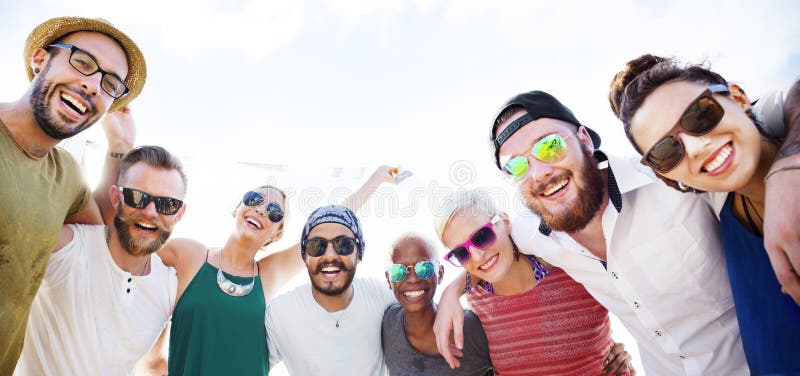 Group Of People Hugging Concept stock photos