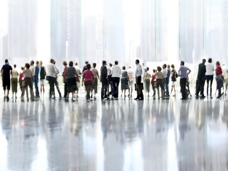 Group of People in the Lobby Business Center Editorial Stock Image