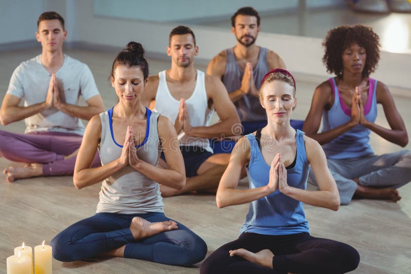 Group of People Performing Yoga Stock Image Image of mixedrace, adult