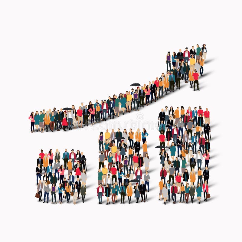 Group people shape growing graph royalty free illustration